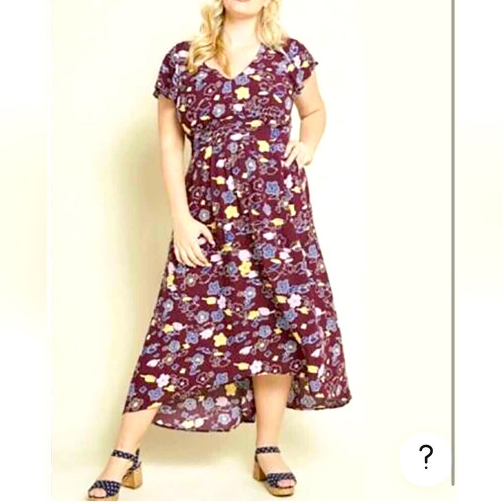 ModCloth “Gallery Flattery” Floral Maxi Dress Purple w/ pockets! Size Medium